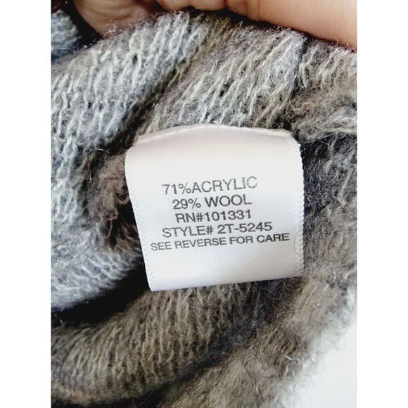 Love Change M Sweater Gray Turtleneck Silver Beading Long Sleeve Crop Wool Blend - Picture 6 of 6